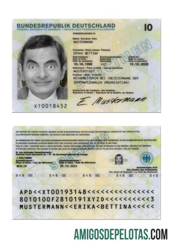 Cartão de identificação especial da Alemanha 2024 presente amostra